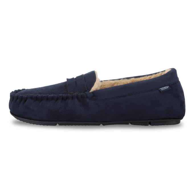 totes toasties® Mens Suedette Moccasin Slipper Navy Extra Image 4